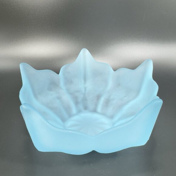 Viking Petal Lotus Spring Blossom Bowl Dish Blue Frost Satin Textured Vintage - Picture 8 of 14